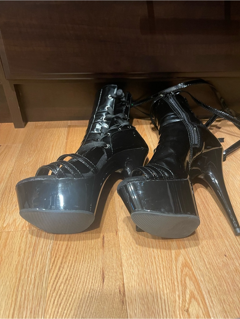 Black Patent Platform High Heel Sandals